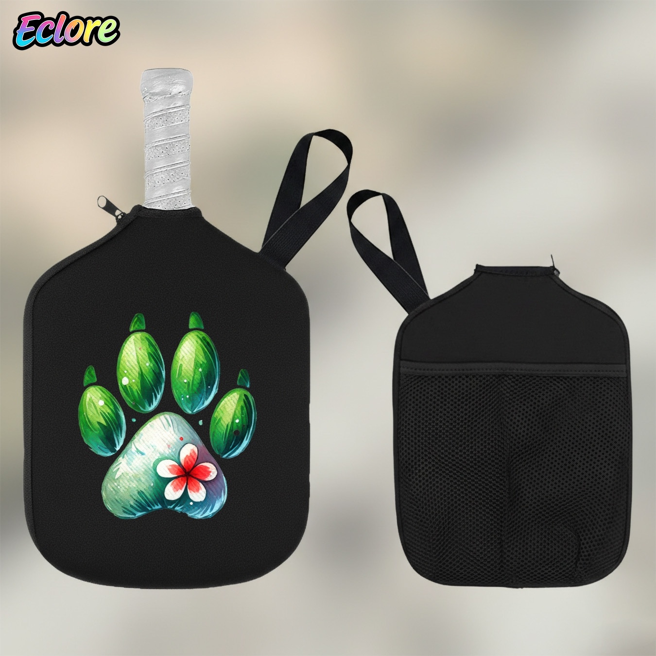 Racket Cover Bag - Зеленый чехол для ракетки с акварельным